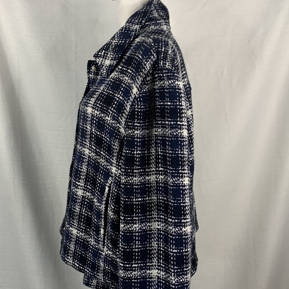 Express Black, Blue & White Cropped Tweed Embellished Shirt Jacket- NWT - Picture 11 of 17